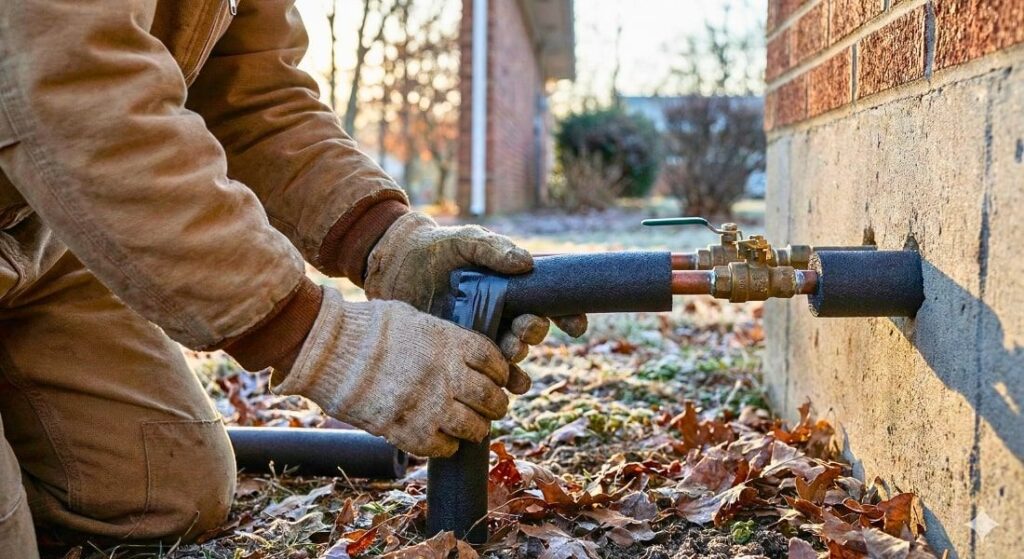 Homeowner winterizing