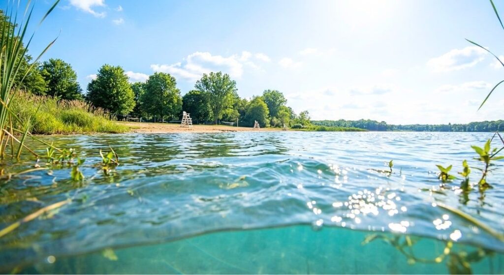 Long Lake in Kalamazoo County on a bright summer day