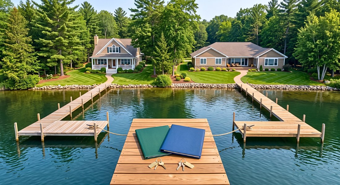 Two Corey Lake docks show a private home swap
