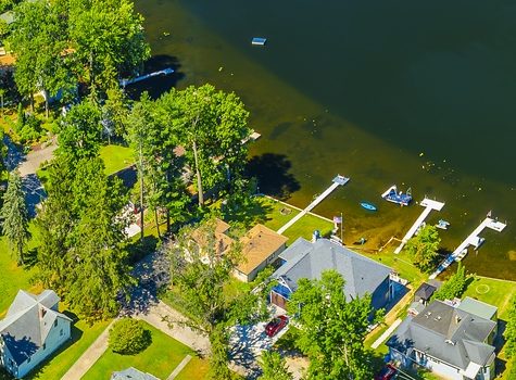 Homes from above Cable Lake